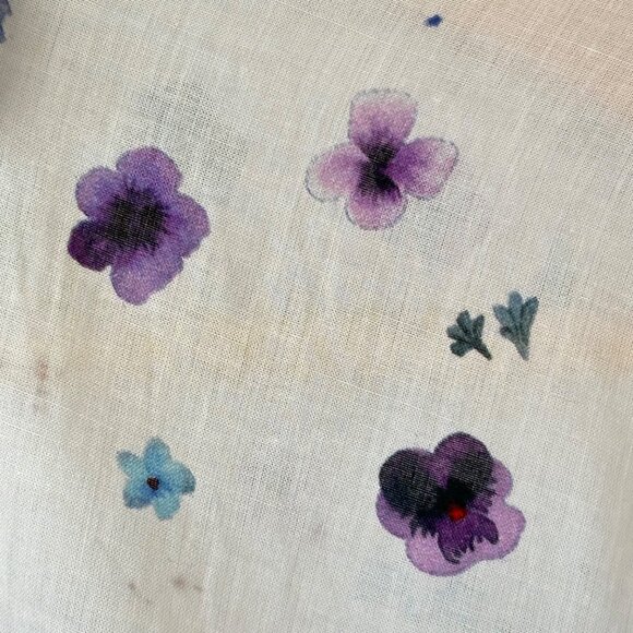 J.Crew Classic-Fit Ruffleneck Shirt Airy Floral Lilac Pansy Size 18 Preppy Sheer - Picture 4 of 13